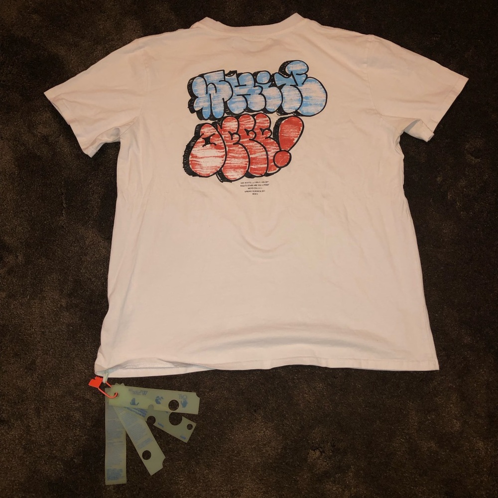 2013 Off-White White T-Shirt Size Graffiti Logo Tee